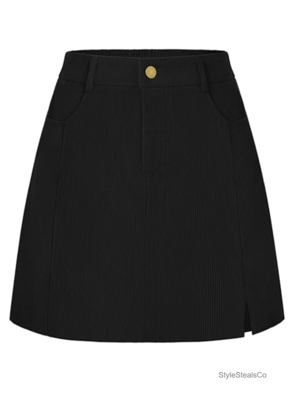 Corduroy Mini Skirt A-Line High Elastic Back Waist Fall Winter